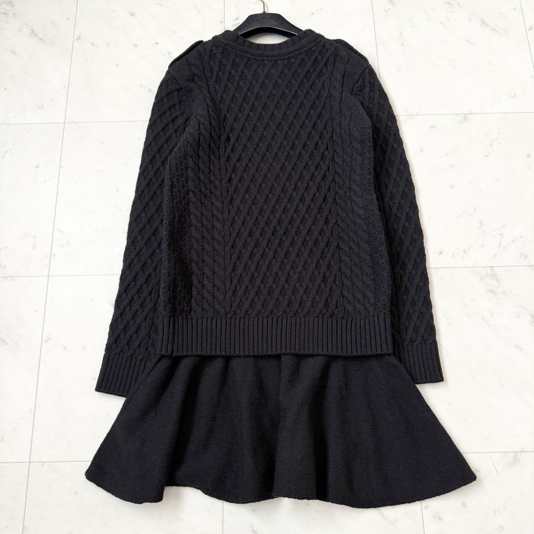 新品❤️BURBERRY BLUE LABEL ケーブルニットワンピース　黒　M