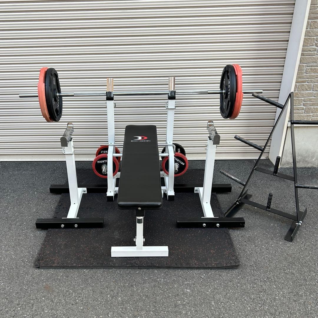 ボディデザイン ベンチプレス セーフティ、アイロテックプレート等総重量90kg