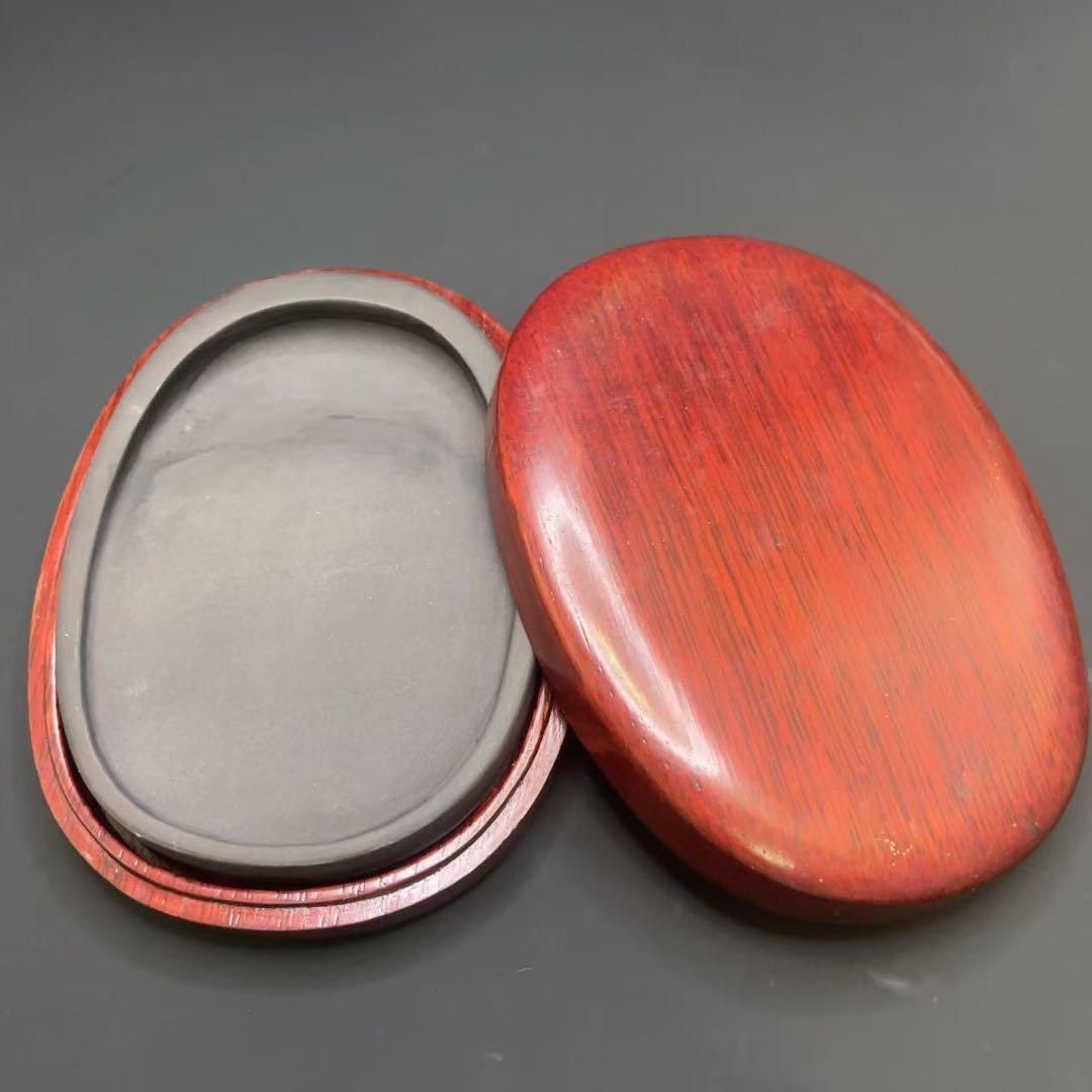 硯 すずり 木箱蓋付き 墨 書画 骨董