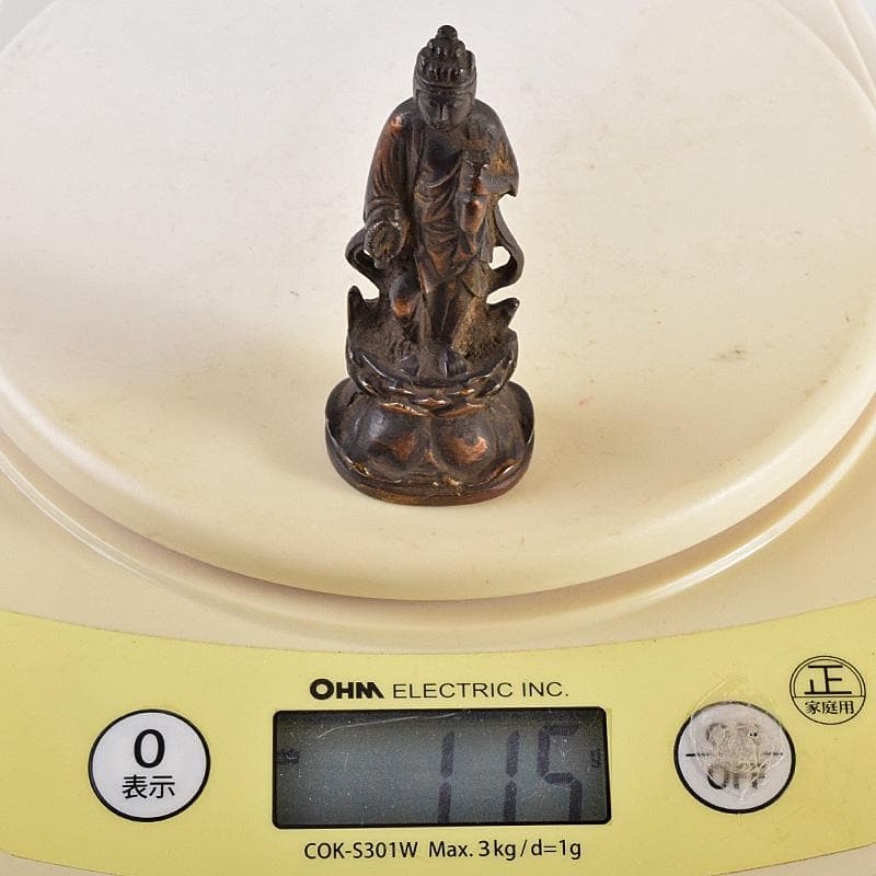 仏教美術　古銅　観音菩薩像　仏像　豆仏　懐中仏　置物　V　R8764