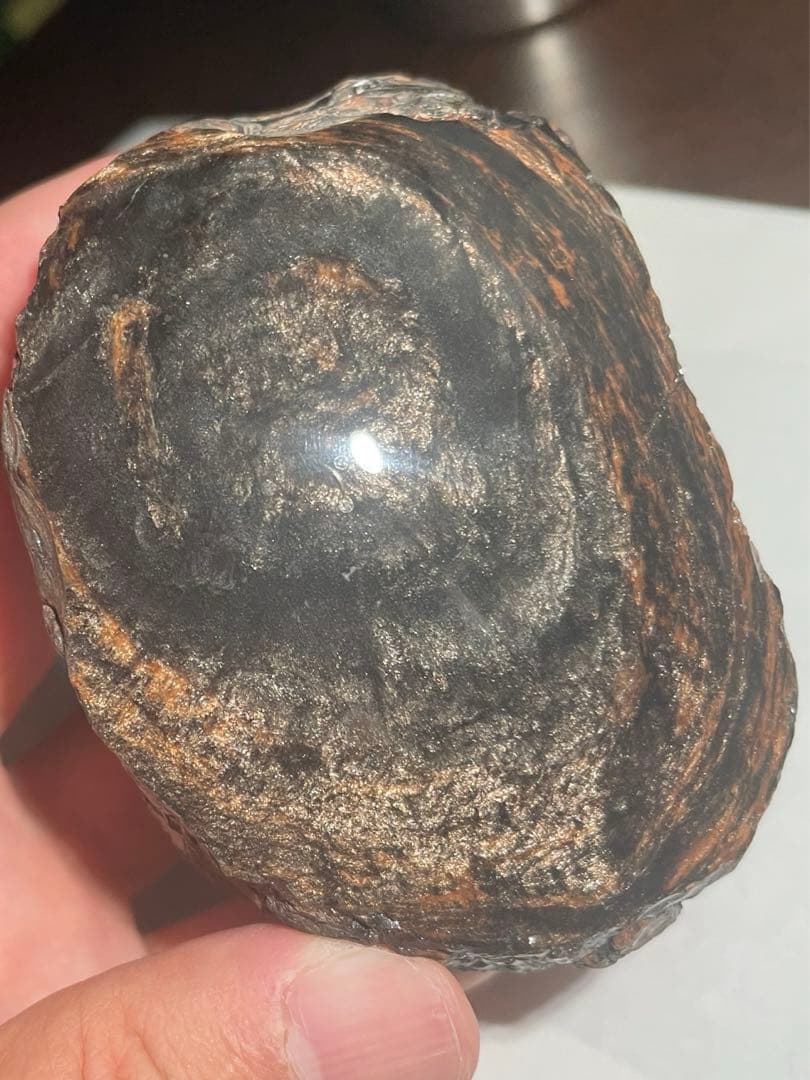 研磨品　十勝石玲瓏　ゴールデンマホガニーオブシディアン　特級品