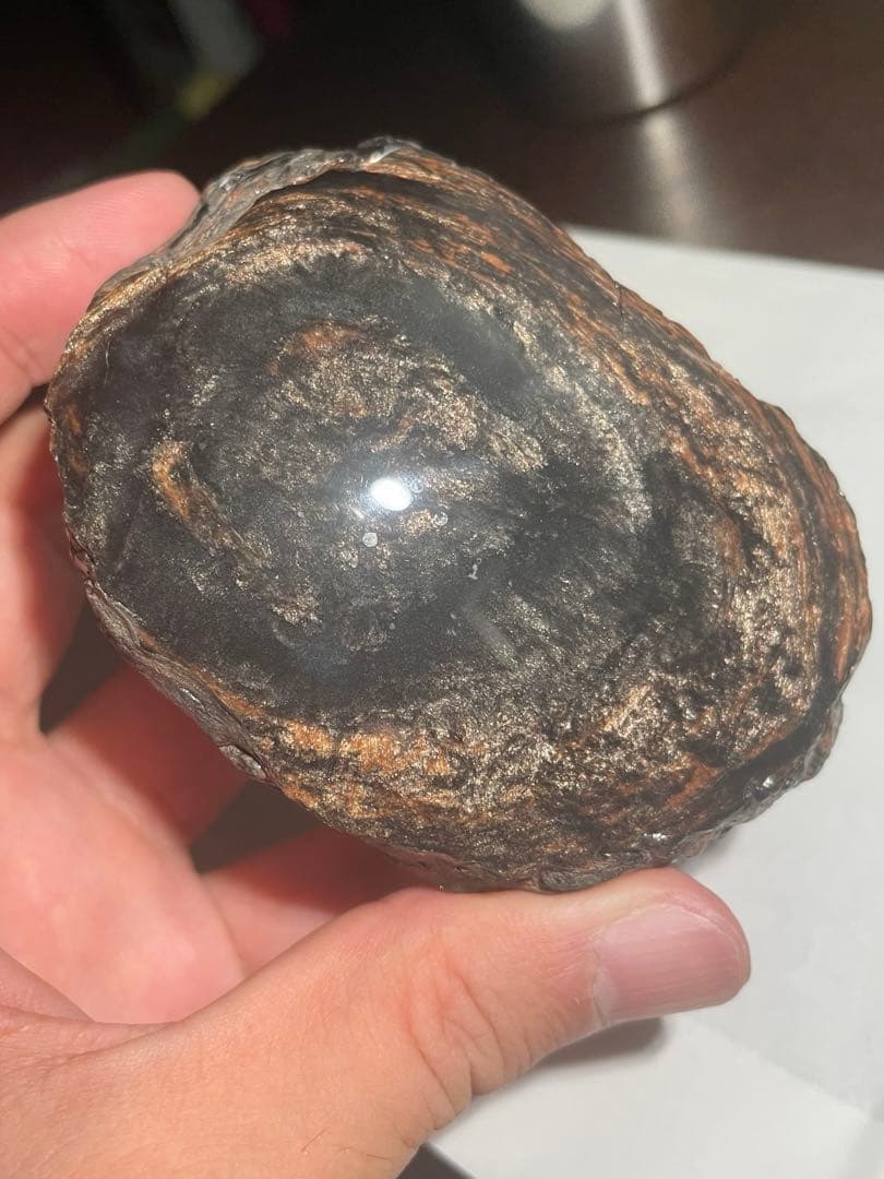 研磨品　十勝石玲瓏　ゴールデンマホガニーオブシディアン　特級品