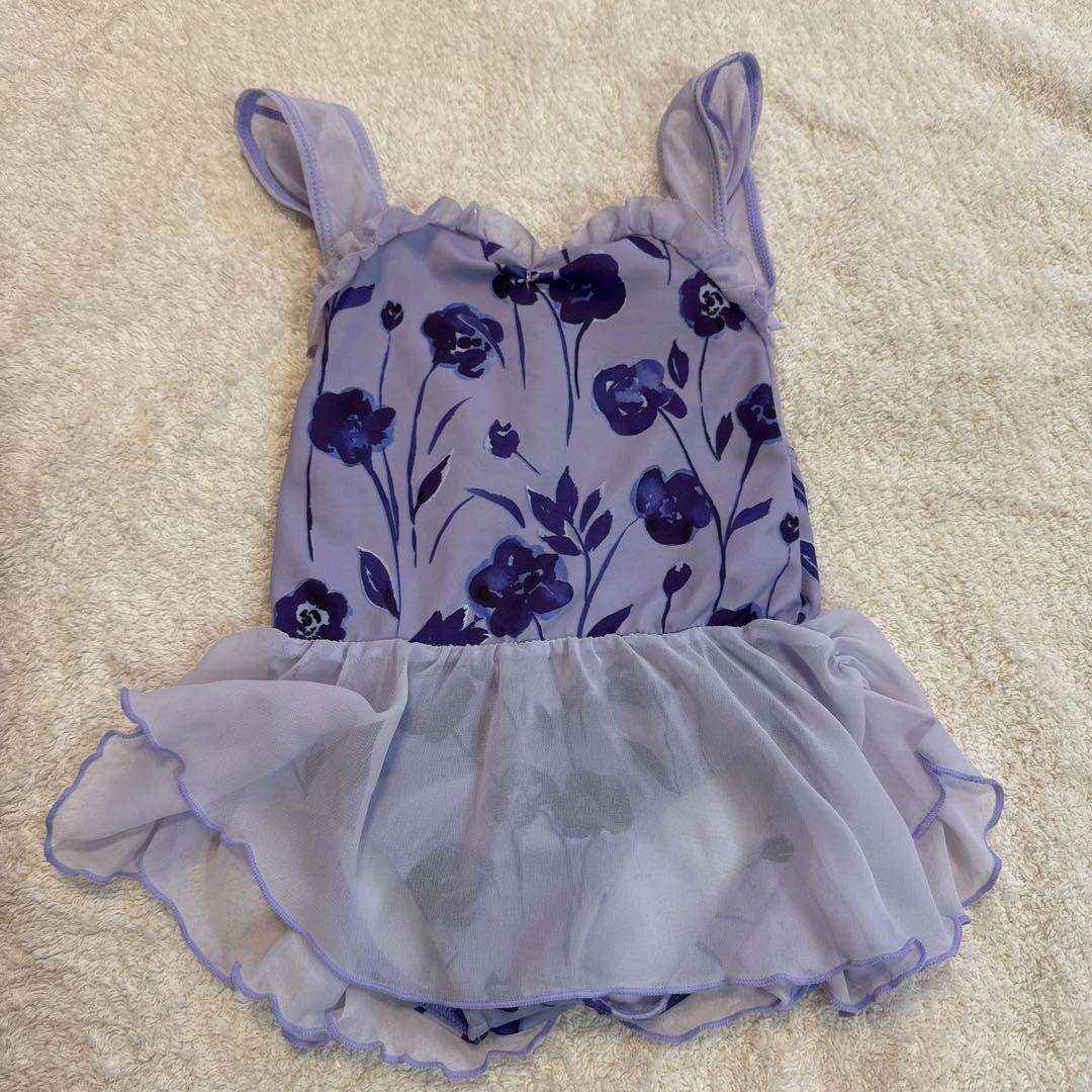 stina 花柄薄紫色子供用レオタード95-110cm 試着のみ