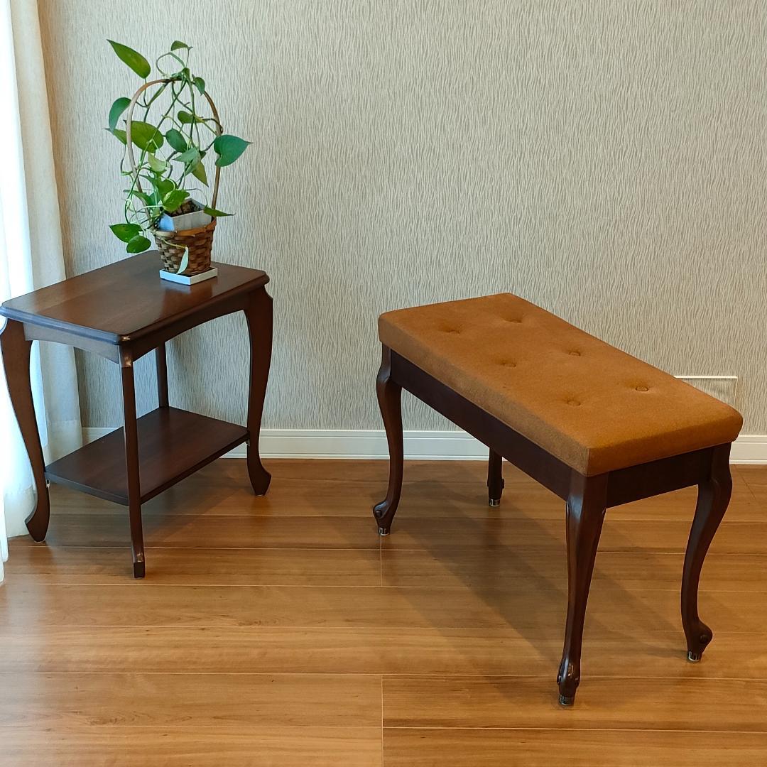 希少　アンティーク　ピアノ椅子　長椅子　猫脚　ベンチタイプ