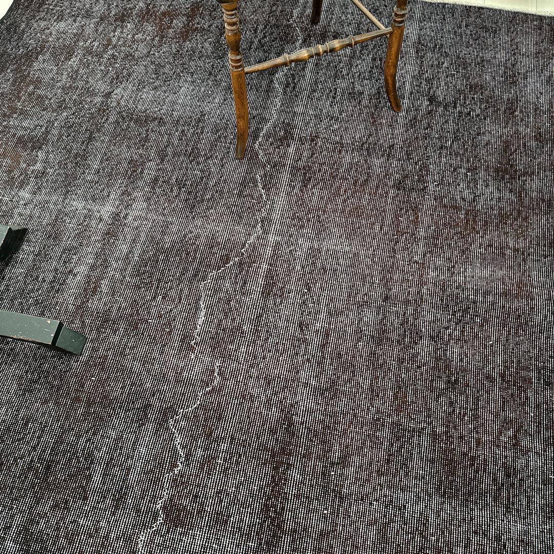 トルコ ヴィンテージラグ989 超大判 レア ダークブラウン オーバーダイラグ