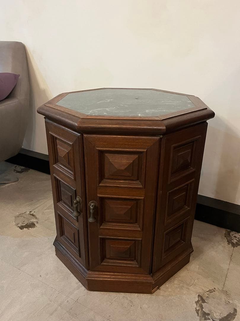 スペイン　アンティーク　オクタゴンサイドテーブル