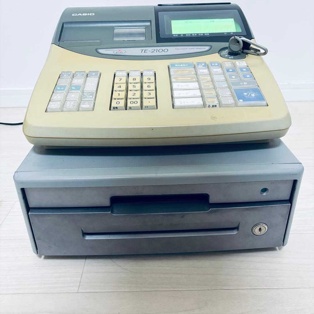 CASIO TE-2100 電子レジスター 鍵付き 取扱説明書あり 現状品