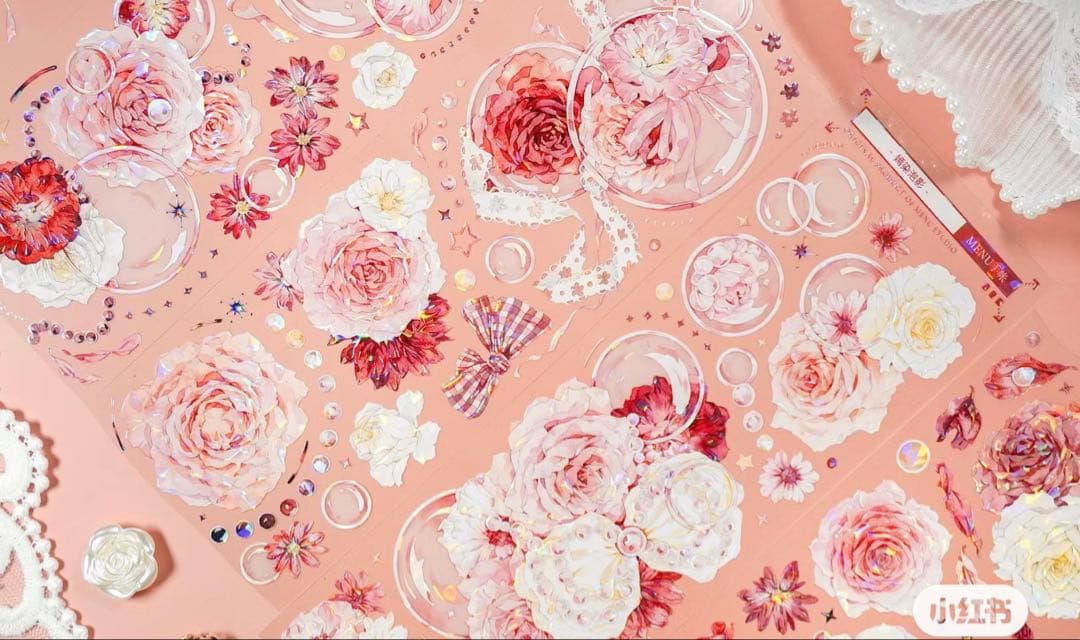 海外マスキングテープ巻売り 嫣染泡影 フラワー 人物マスキングテープ