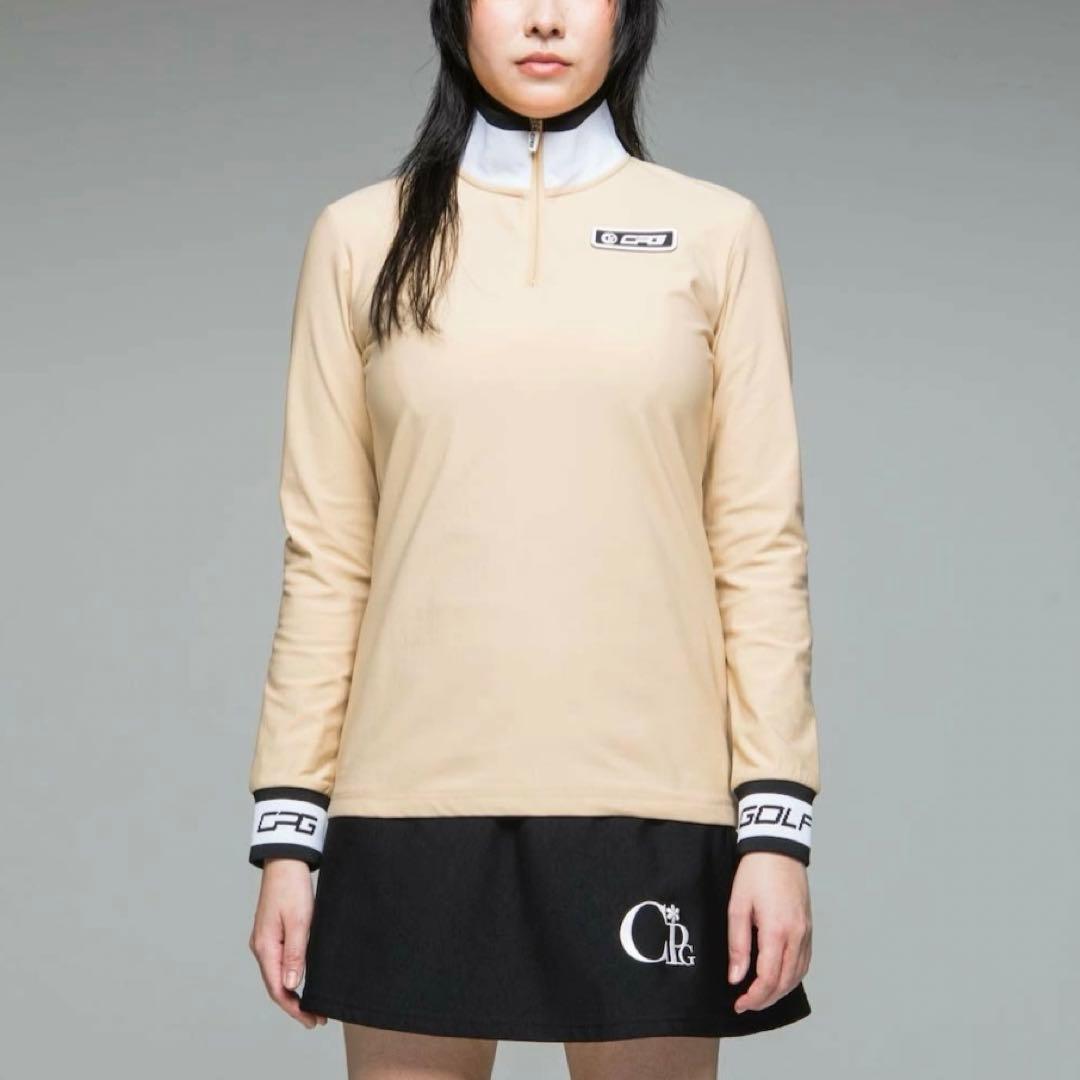 【R ⭐︎】CPG ハイネック ZIPラインモックネック ベージュ ゴルフ