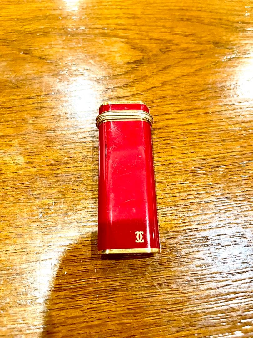 カルティエ ガスライター  オーバル型　ラッカー ボルドー×ゴールド