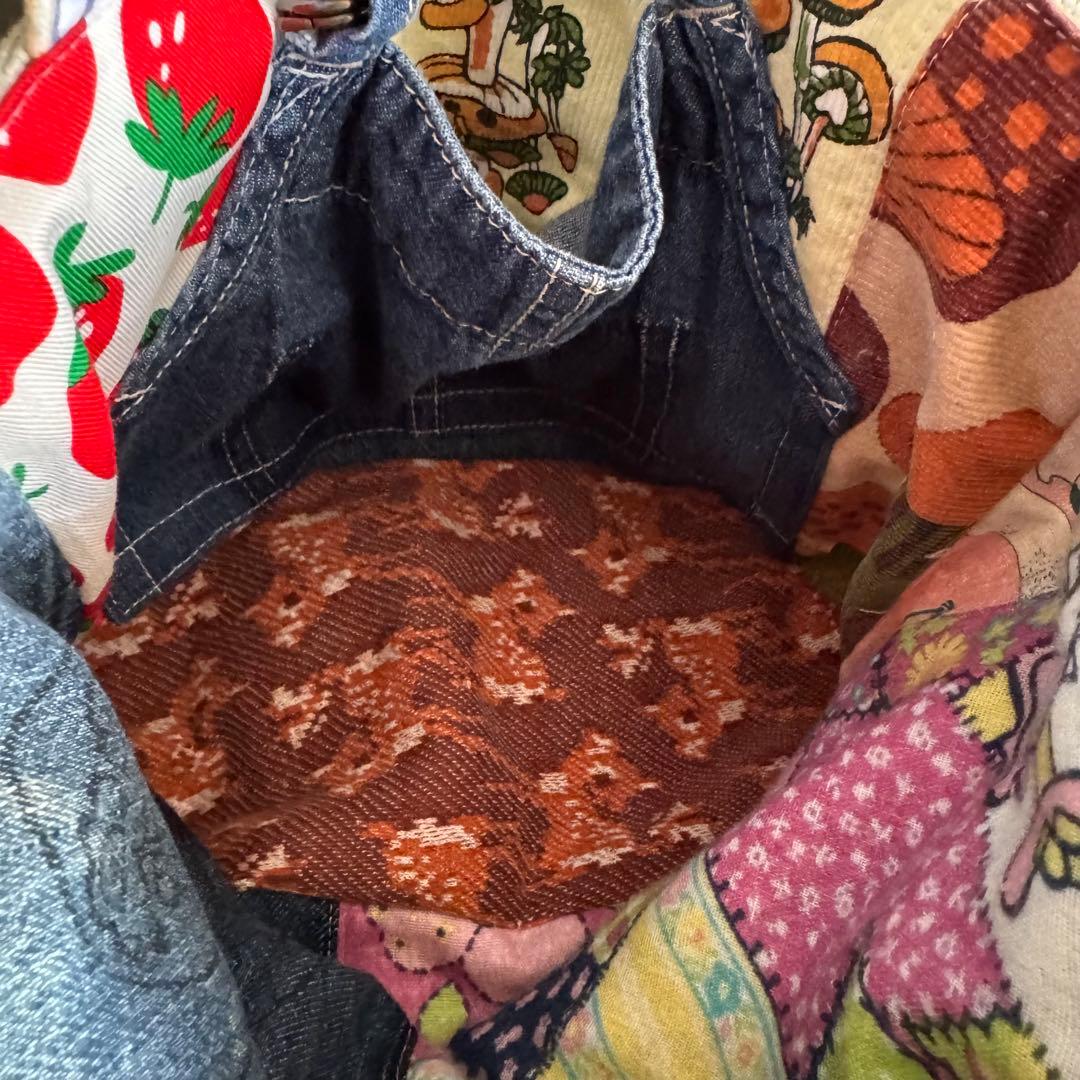 ハンドメイド デニムリメイク バッグ レトロアニマル ポーチ付き 2way 51