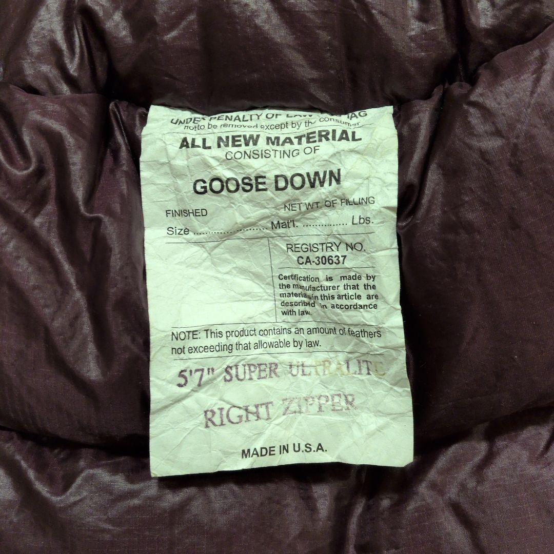 Western Mountaineering 寝袋 ウルトラライト5\"7フィート