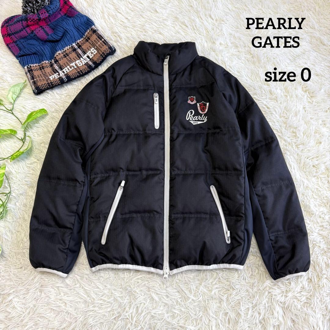 【パーリーゲイツ】美品 ダウンジャケット ブラック ワッペン 0 レディース