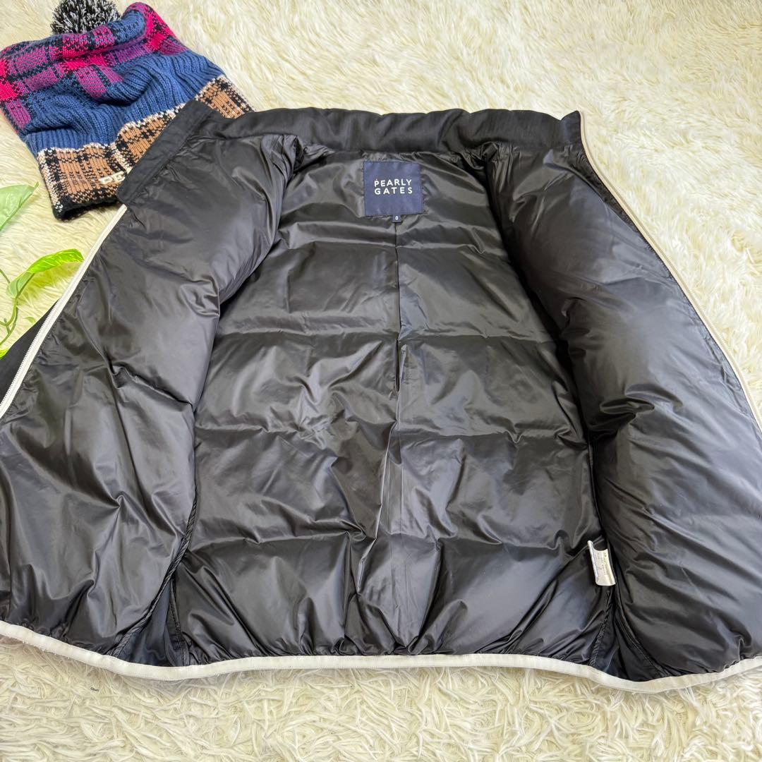 【パーリーゲイツ】美品 ダウンジャケット ブラック ワッペン 0 レディース