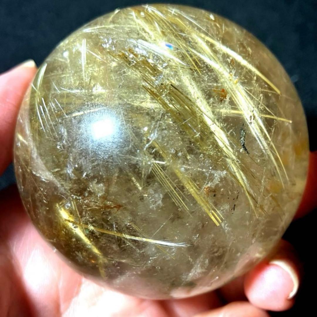 超大玉　63mm ゴールドタイチンルチルクォーツ　丸玉　スフィア　金針水晶