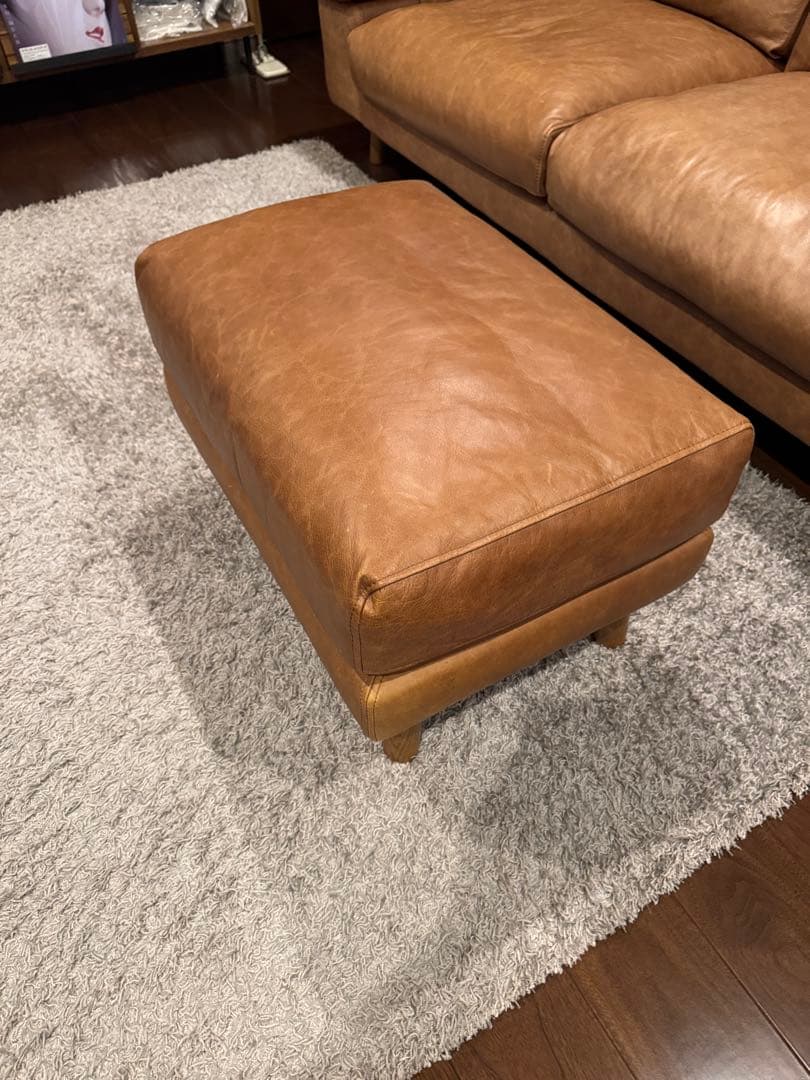 【masaroby 】UNICO SEINNブラウンレザーオットマン
