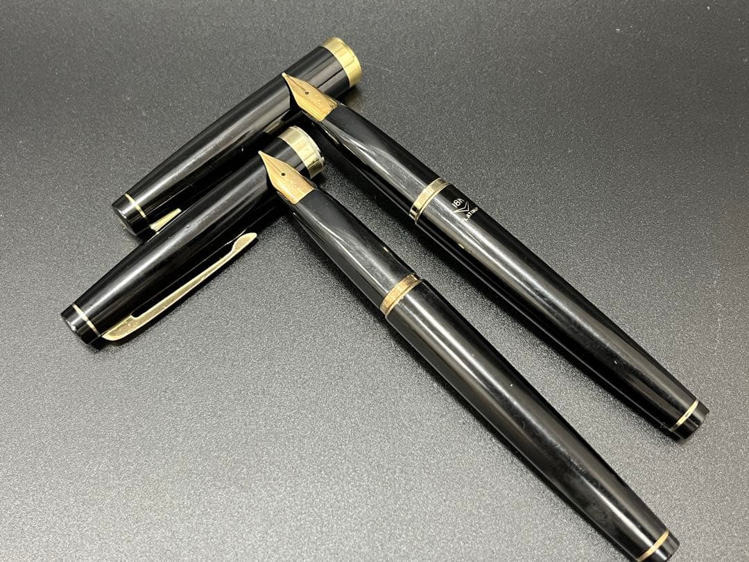 【ペン先18K】PLATINUM万年筆 太字2点セットブラック/ゴールド