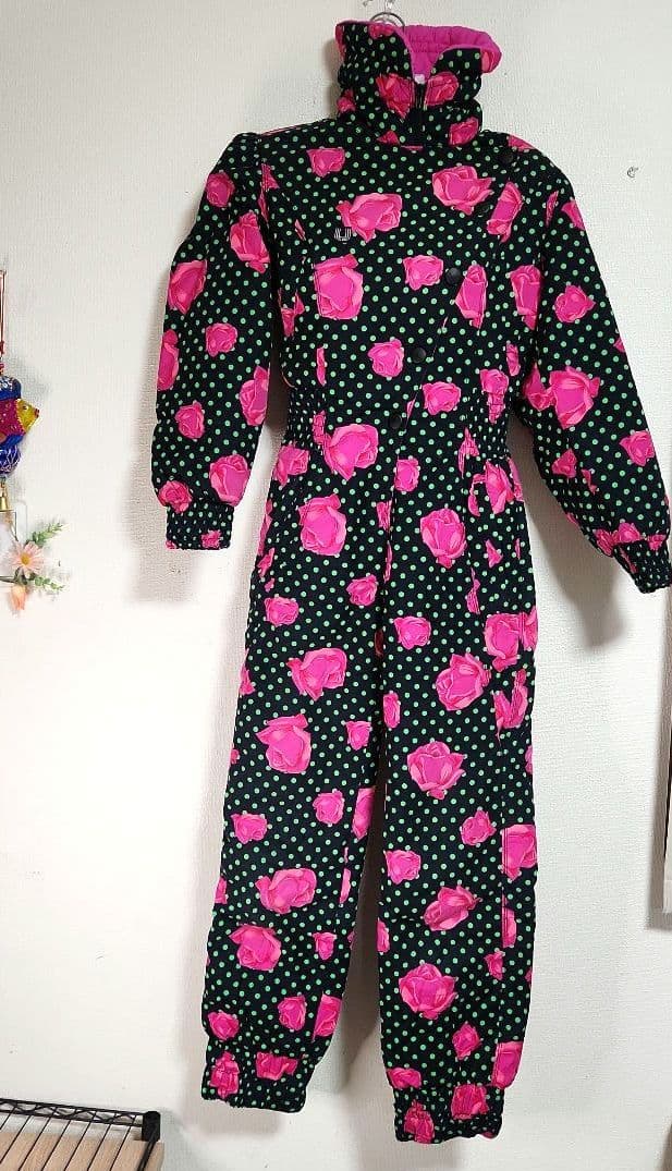 希少/イタリア製 ウンガロ スキーウェアジャンプスーツ 薔薇 ドット 38