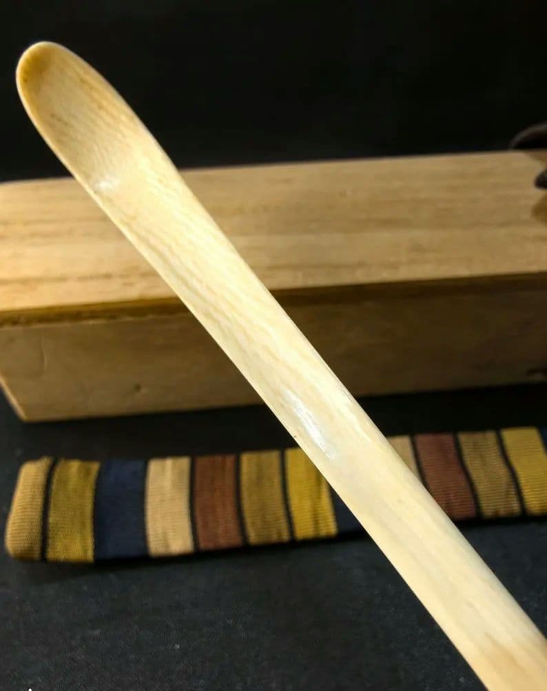 茶道具 高級自然材茶杓 桐箱西陣織袋 縞模様 裏千家 旧家蔵出美品 時代物 骨董