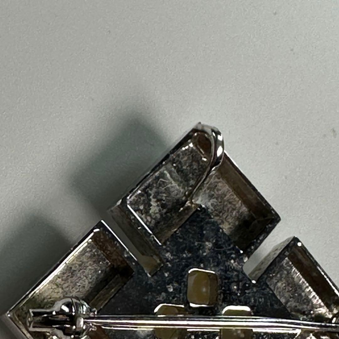 ミキモト SV ベビーパール ブローチ 幾何学デザイン つや消し　シルバー