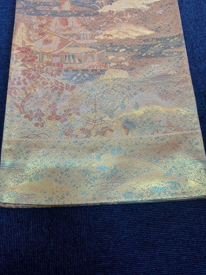 1926 袋帯 古代彫金紋  西陣織   金糸　高級上質上品　約440cm未使用