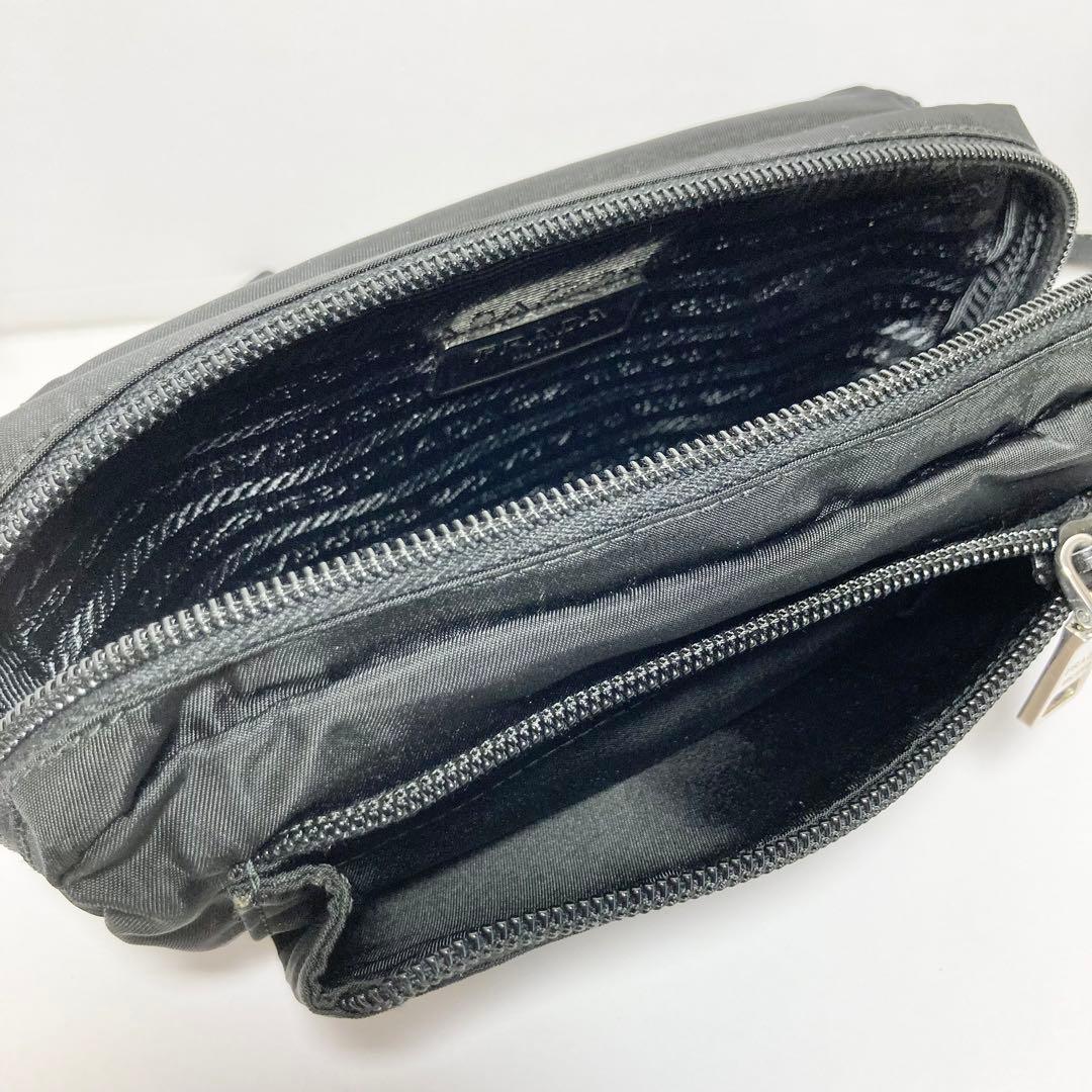 E9206 美品 プラダ PRADA ロゴプレート ウエストポーチ ナイロン