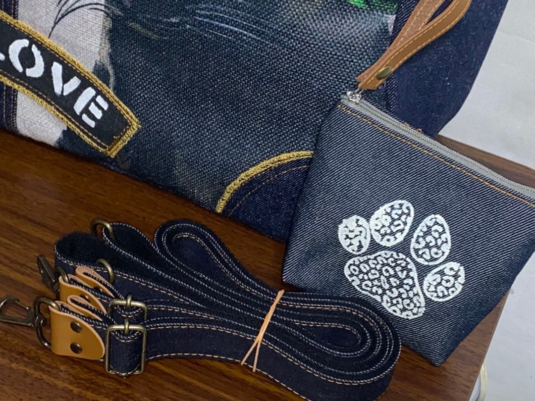 ☆岡山デニム☆黒猫☆リュック対応☆4wayボストンバッグ