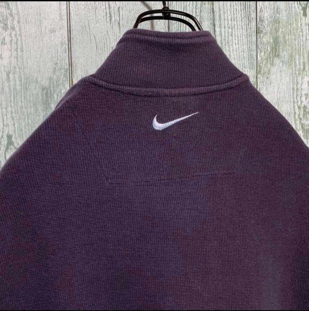 【※レア物】NIKE ナイキ★刺繍ロゴ ハーフジップ スウェット 紫 XL 人気