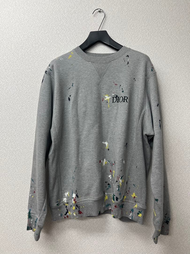 Dior スウェット ペイント 落書き グレー サイズXL