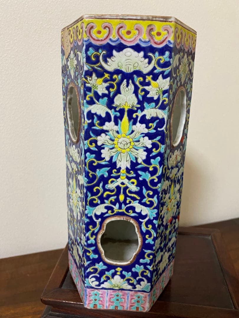 中国美術 帽筒 清時代 嘉慶年製 唐物