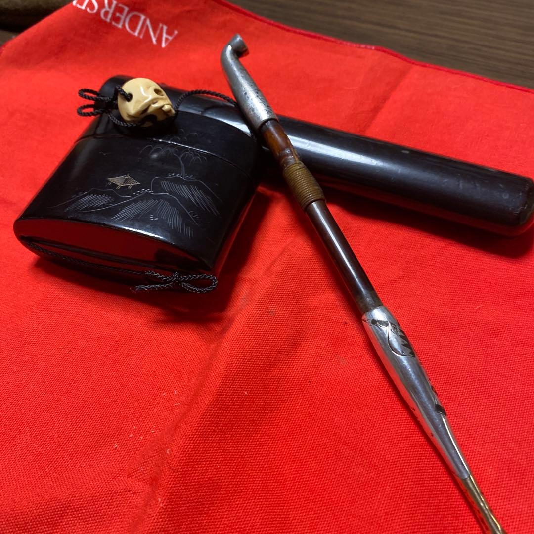 20kと銀のキセル、煙草入れ