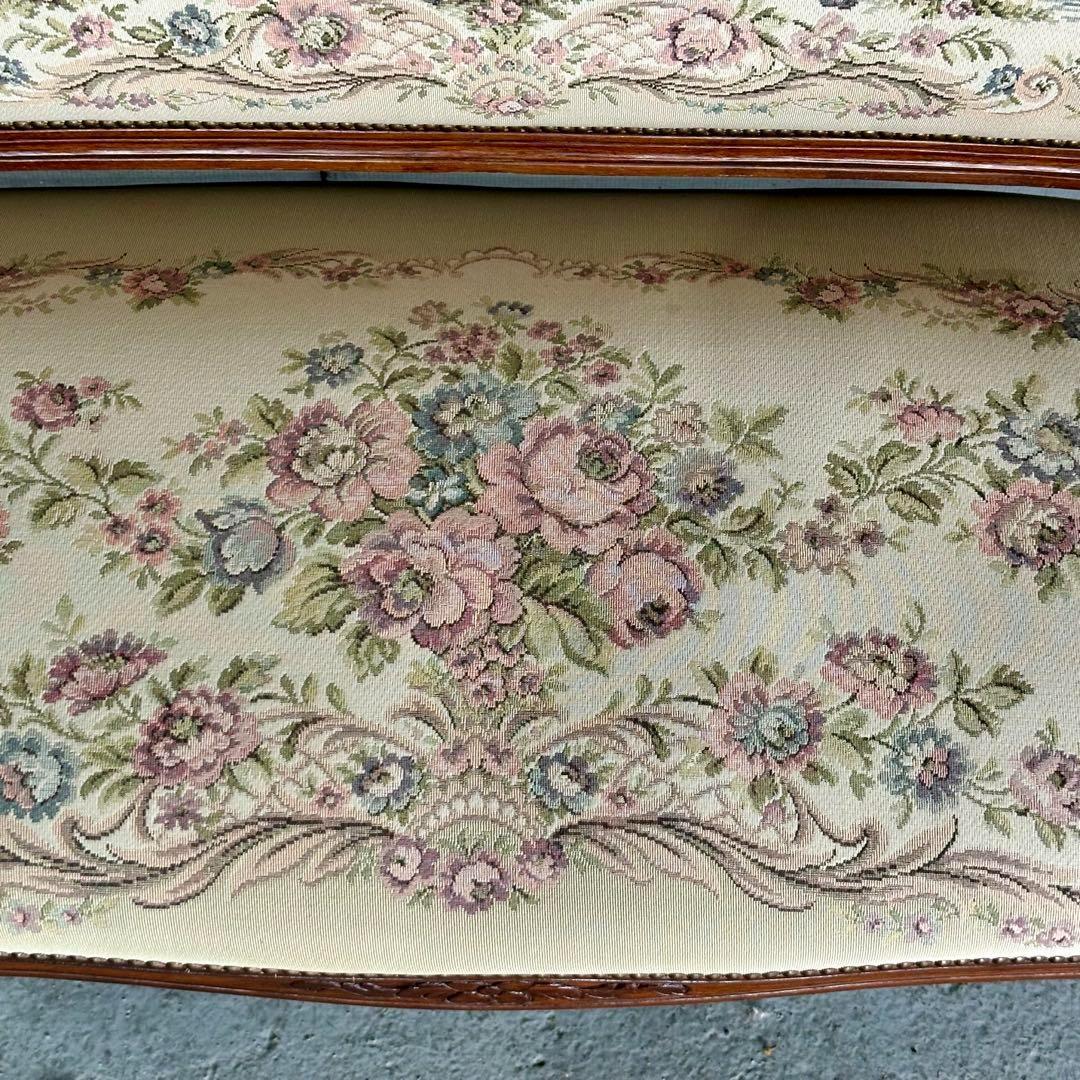 ✦王室気分✦ ロココ調アンティーク イタリア製　ゴブラン織　猫脚 ベンチソファー