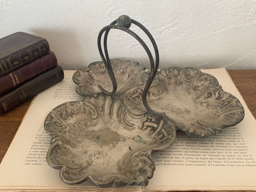 フランスアンティーク　シルバープレート　持ち手付き　ブロカント