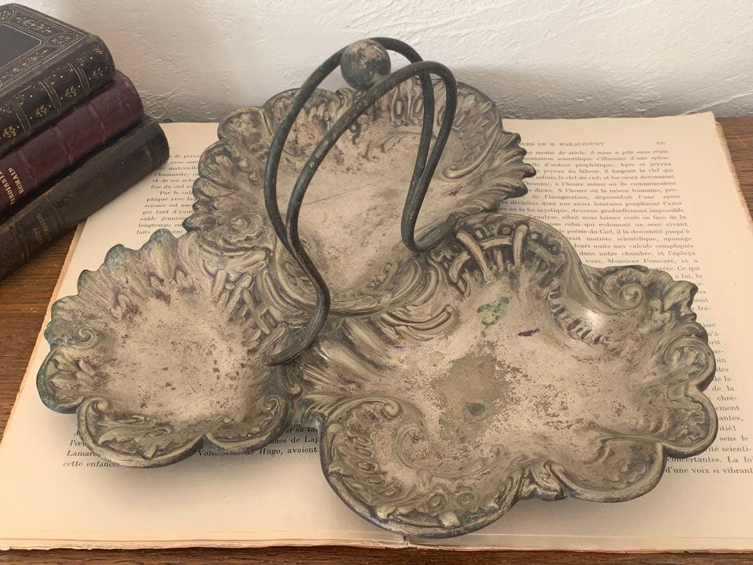 フランスアンティーク　シルバープレート　持ち手付き　ブロカント