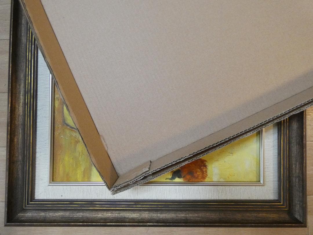 絵画 肉筆手描き オランダ油彩　ファン・ゴッホ「お花」サインF6サイズ　額装済み