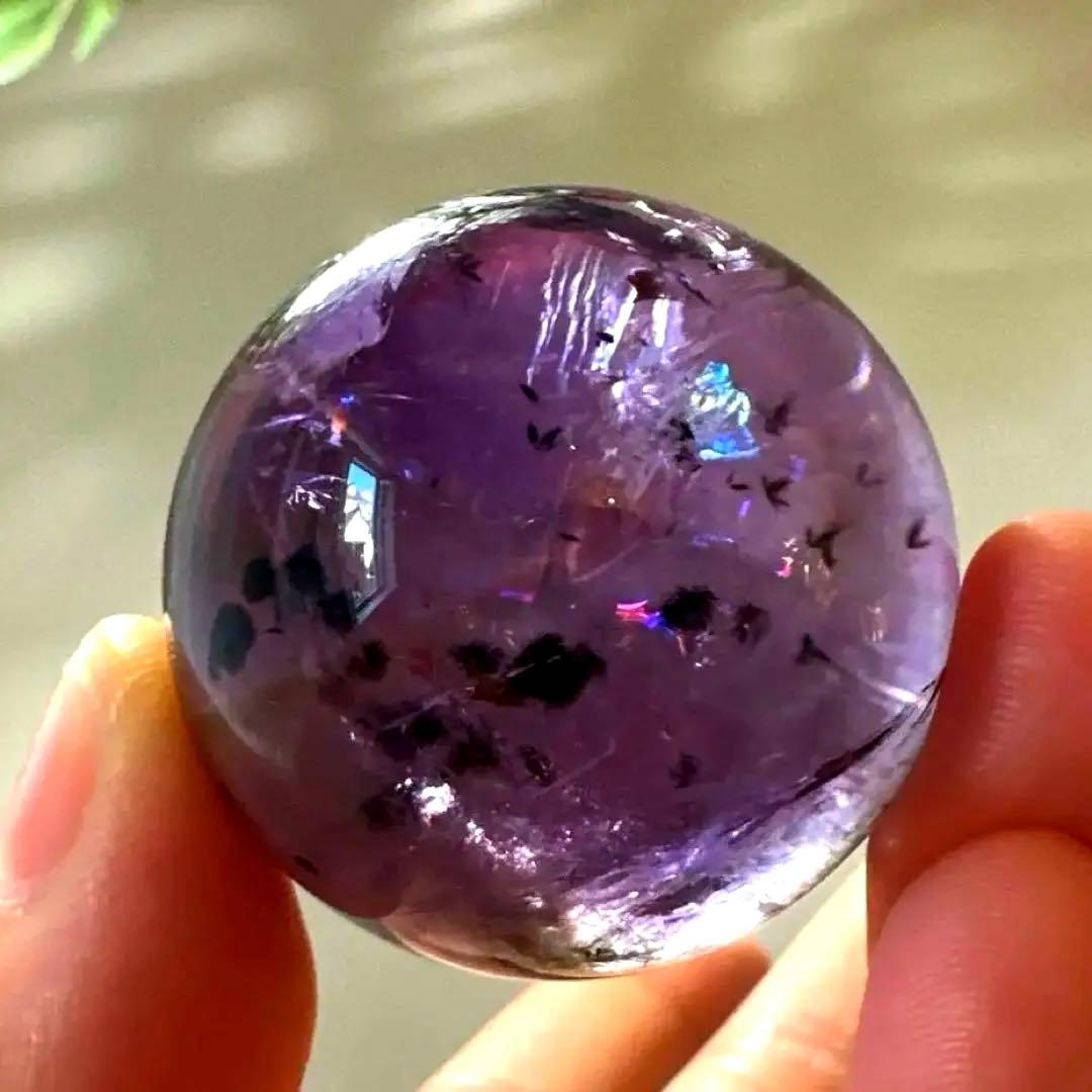 アメシスト　スフィア　高品質　ホーランダイト　虹　ファントム