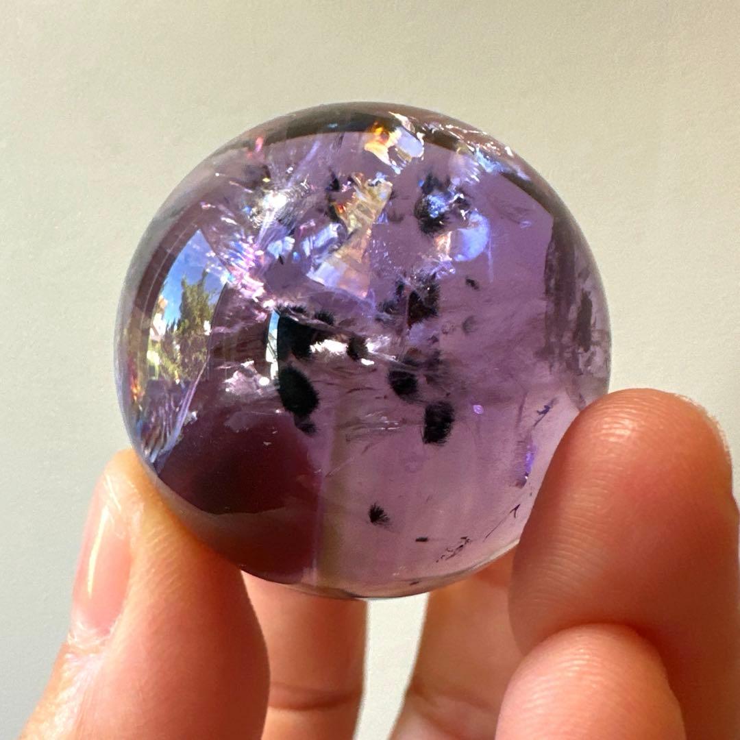 アメシスト　スフィア　高品質　ホーランダイト　虹　ファントム