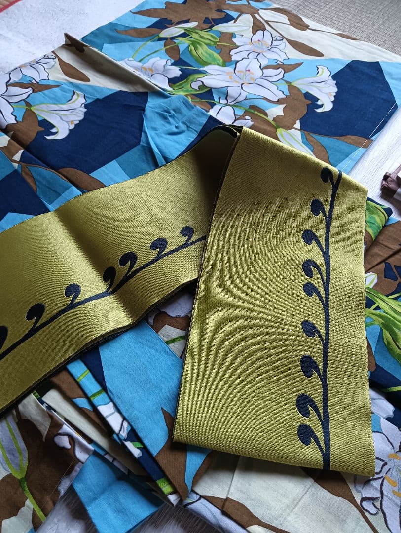 HATA TOKI(羽田登喜男の孫)浴衣、帯、手描き扇子一式　未着用 保管品