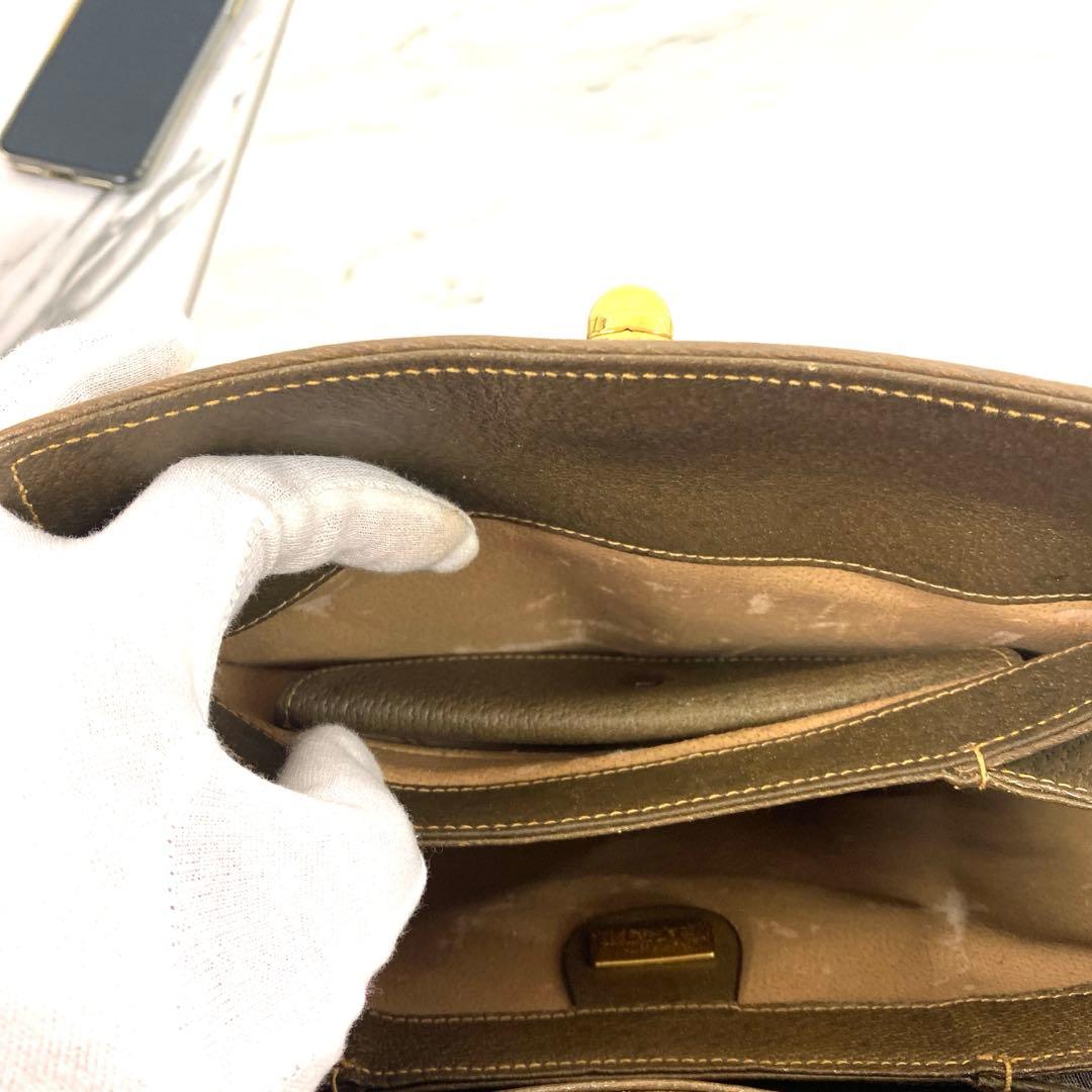 #オールド グッチ GGスプリーム PVC レザー ハンドバッグベージュブラウン