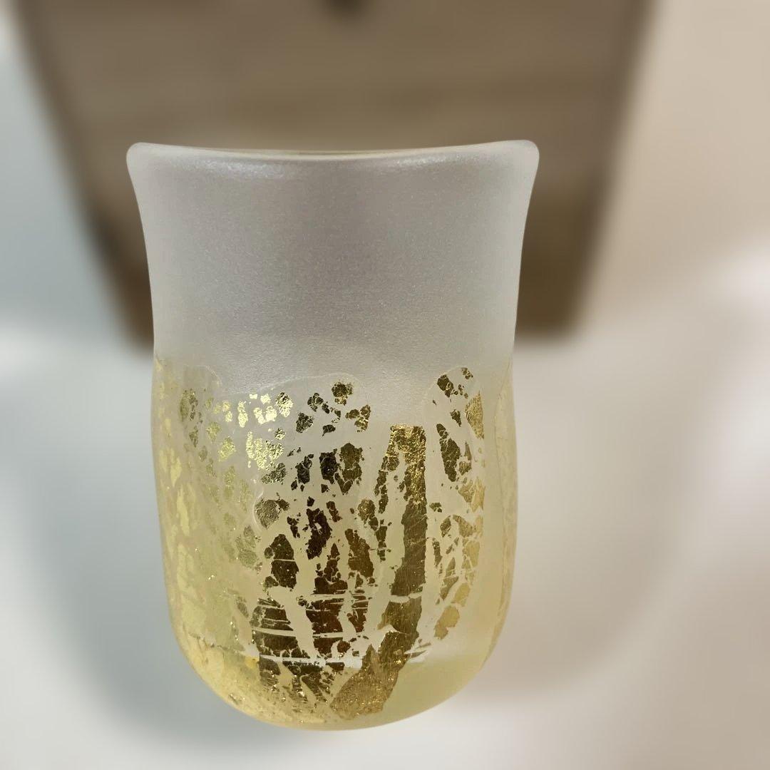 藤田喬平 手吹硬質金彩 ぐい呑み