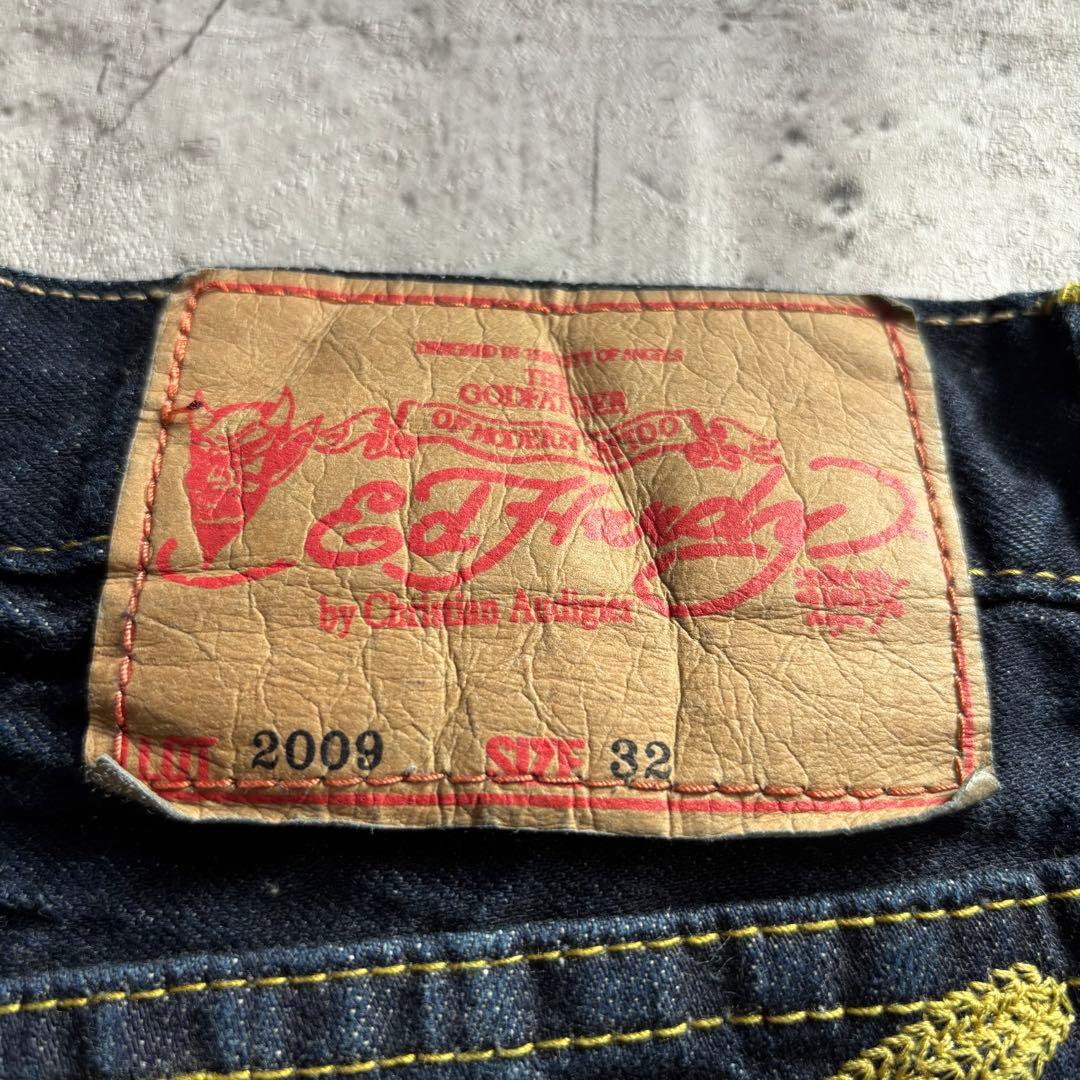 Ed Hardy タイガー刺繍 ウォッシュ加工 デニムパンツ 32×34 美品