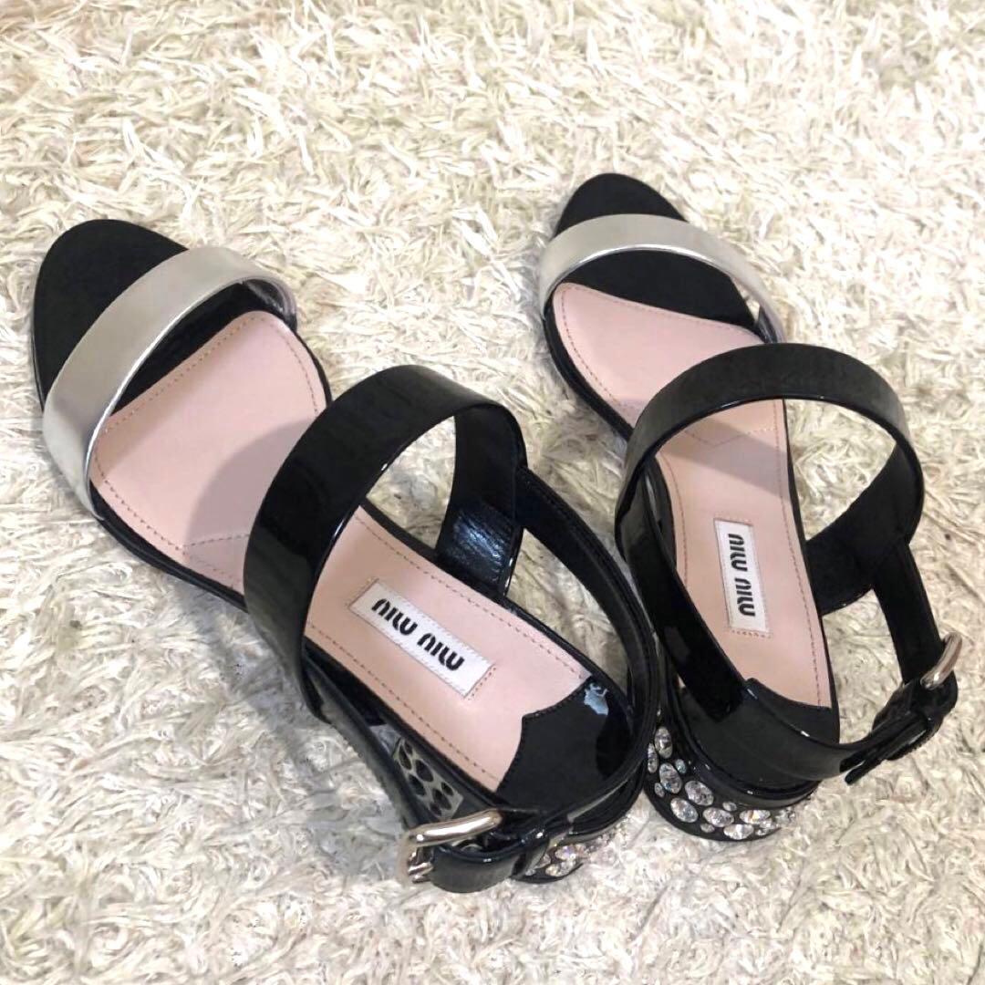 未使用✨ミュウミュウ　サンダル　サイズ37 1/2　23.5cm ブラック