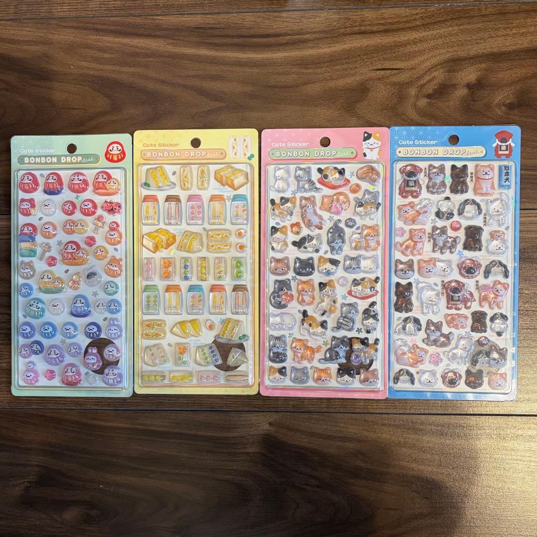 【国内正規品】ボンボンドロップシール　和柄　だるま　たまごサンド　和猫　日本犬