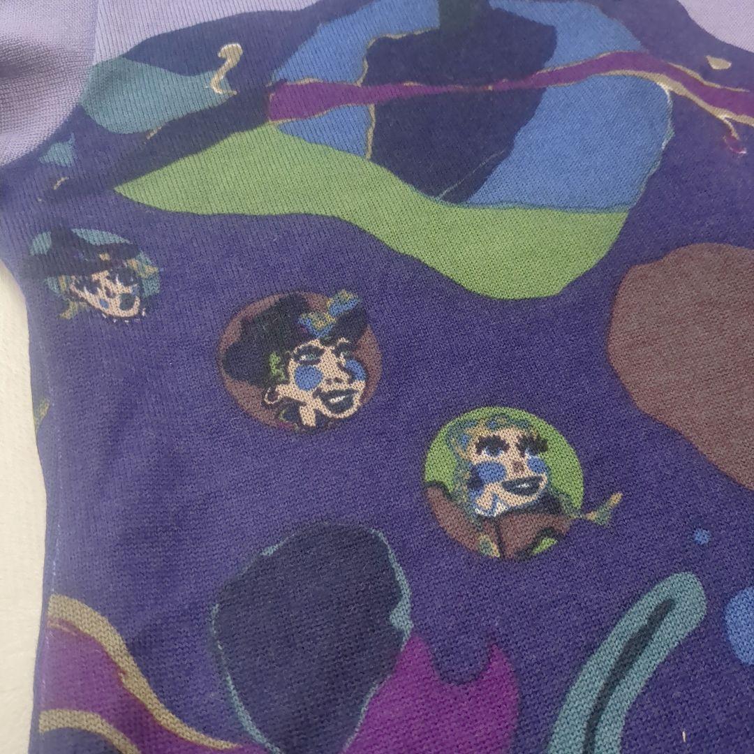 トクコプルミエヴォル　カーディガン　パープル　ウール100　　М　スパンコール