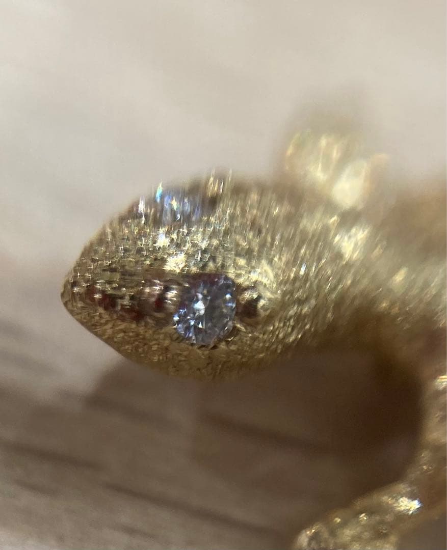 【新品未使用】K18 天然ダイヤモンド　ヤモリ　ピンブローチ　ペンダントトップ