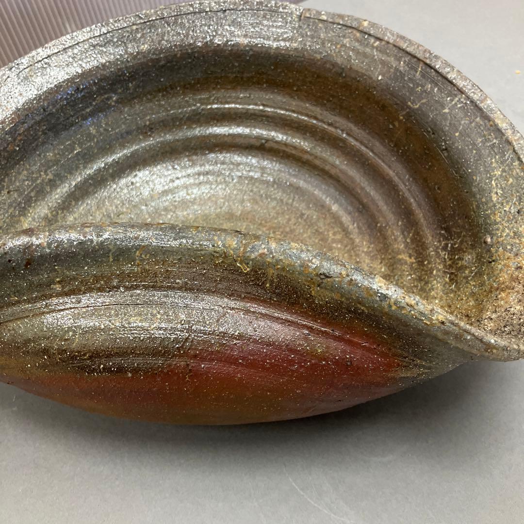 骨董品　茶道具　古常滑焼￼菓子鉢　時代箱　背景キズ　S203HI