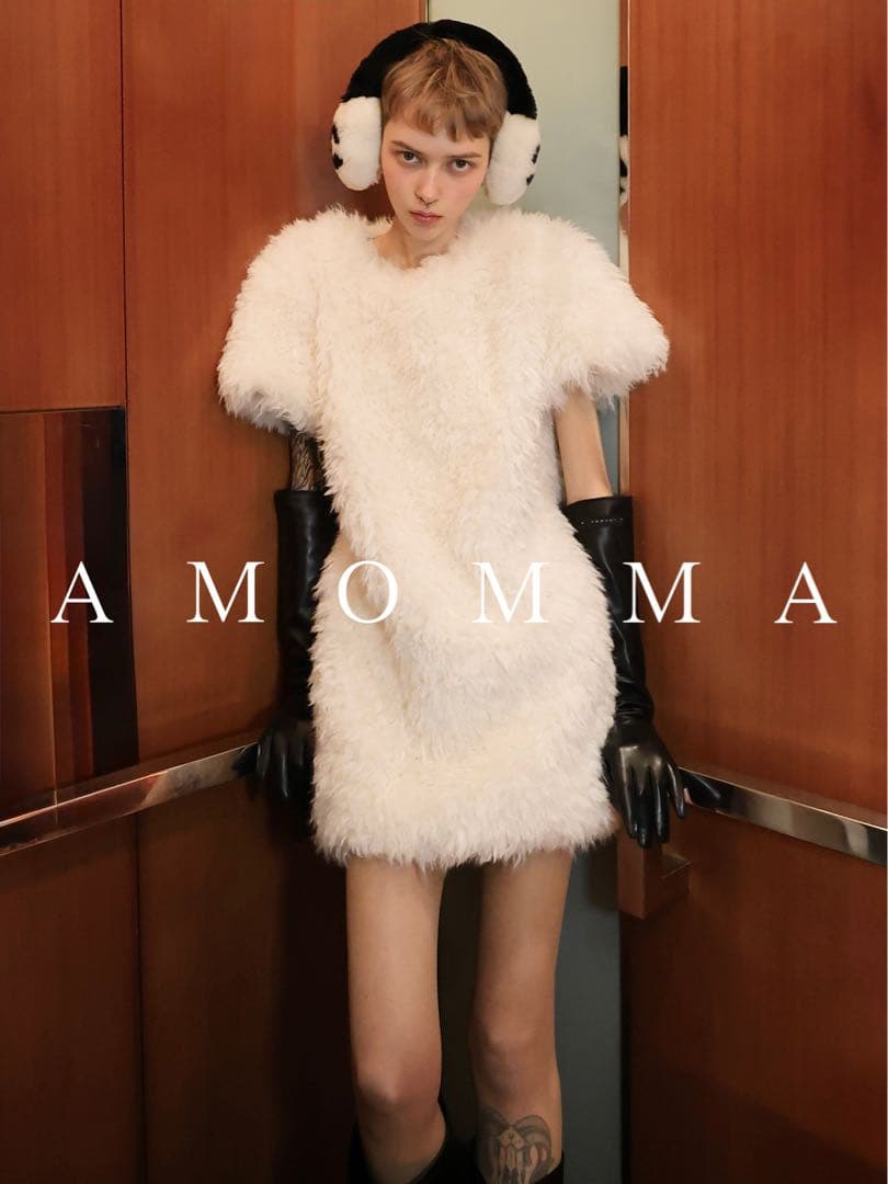 新品【AMOMMA】MINI FUR DRESSファー ミニワンピース ホワイト