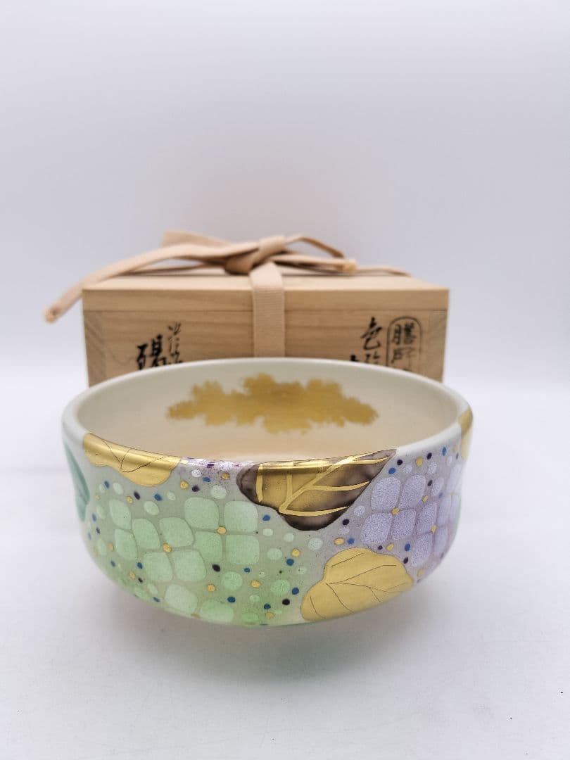 c844 茶碗 紫陽花 陽炎園 木箱 茶道具 古物