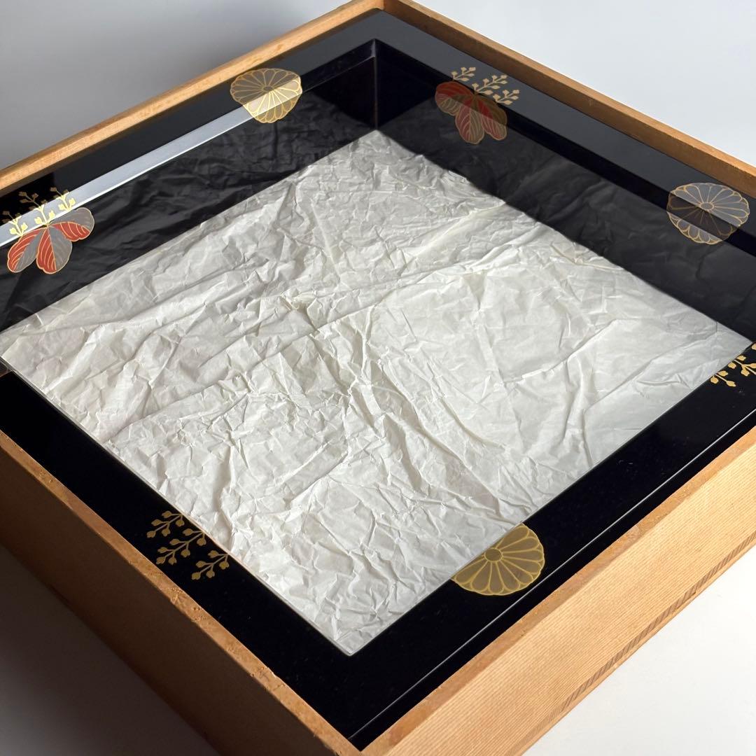 塗師 道場宗廣 菊桐蒔絵 炉縁 共箱 山中塗 木製漆器 茶道