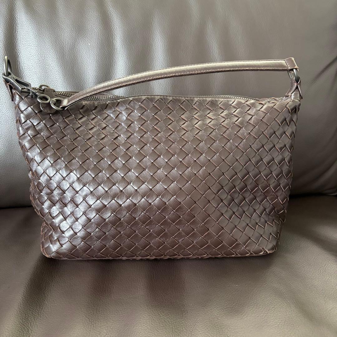 ✨美品✨ボッテガヴェネタ アクセサリーポーチ イントレチャート ブラウン レザー